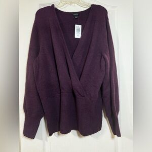 NWT TORRID Deep Plum V-Neck Wrap Sweater